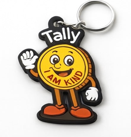 Tally™ “I Am Kind” Soft PVC Keychain – Durable, Kid-Friendly Backpack Charm