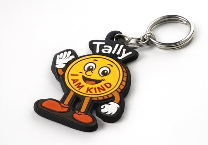 Tally™ “I Am Kind” Soft PVC Keychain – Durable, Kid-Friendly Backpack Charm
