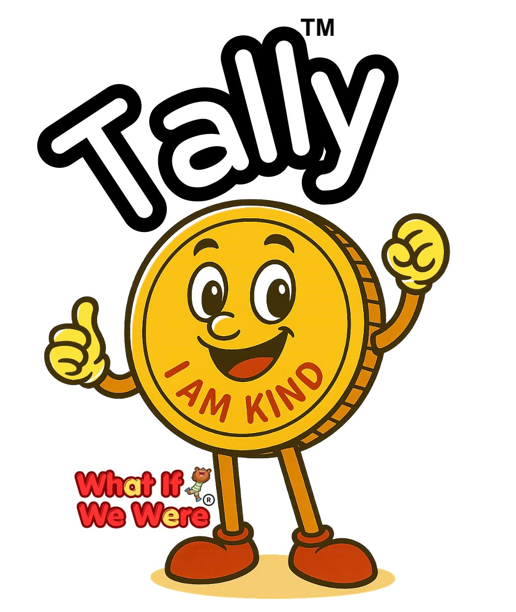 Cartoon character named Tally with a yellow coin-like head and legs, giving a thumbs-up on a white background.