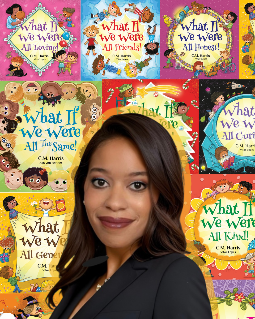 Collage of 'What If We Were' books with a person in front