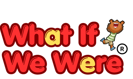 Logo of 'What If We Were' with a cartoon bear character on a white background
